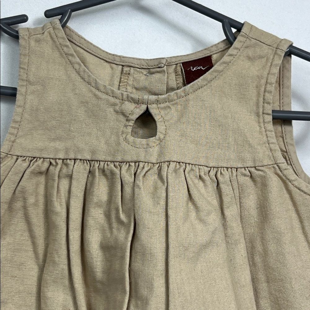 Tea Collection Tan and Orange Stripe linen dress 6-12 months - Picture 5 of 14